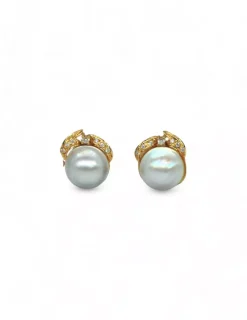 Sale Pendientes vintage perlas y circonitas oro 18k Pendientes De Oro