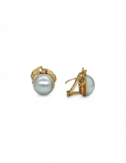 Sale Pendientes vintage perlas y circonitas oro 18k Pendientes De Oro