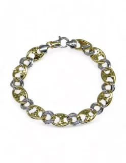New Pulsera ancla bicolor oro 18k - 18.5cm Pulseras De Plata|Pulseras De Oro