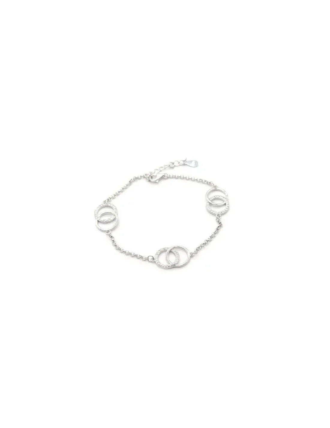 New Pulsera aros entrelazados con circonitas plata rodio - 17cm Pulseras De Oro Grabado|Pulseras De Oro