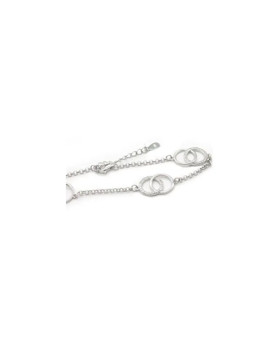 New Pulsera aros entrelazados con circonitas plata rodio - 17cm Pulseras De Oro Grabado|Pulseras De Oro