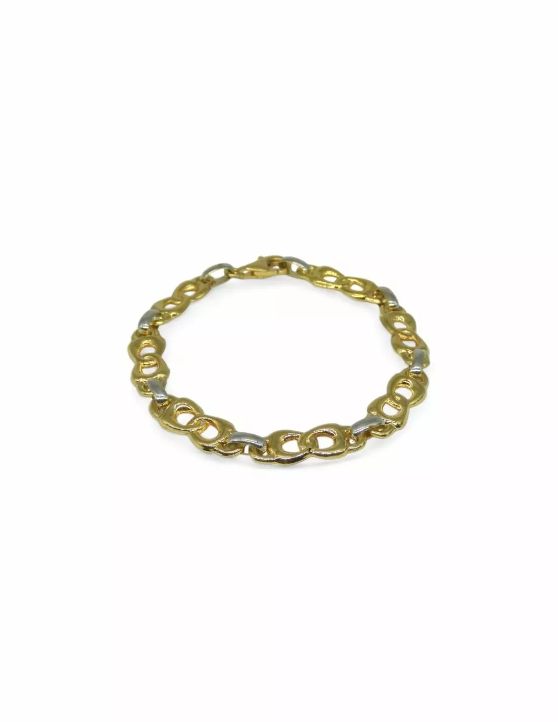 Best Sale Pulsera bicolor eslabón lazo oro 18k - 19.5cm Pulseras De Plata|Pulseras De Oro