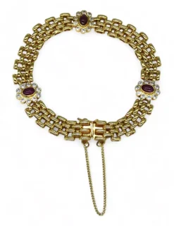 Cheap Pulsera bismark de 5 filas con piedras rosa y circonitas oro 18k - 20cm Pulseras De Plata|Pulseras De Oro