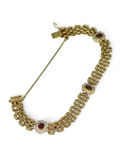 Cheap Pulsera bismark de 5 filas con piedras rosa y circonitas oro 18k - 20cm Pulseras De Plata|Pulseras De Oro