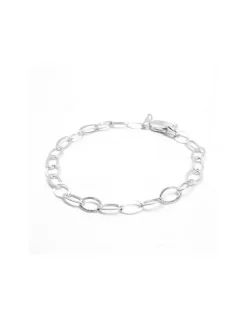 Shop Pulsera cadena eslabones ovalados lisos plata de Ley Pulseras De Oro Grabado|Pulseras De Oro