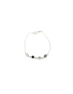Discount Pulsera cadena forzada circonitas blancas y negras Plata de Ley - 18cm Pulseras De Oro Grabado|Pulseras De Oro