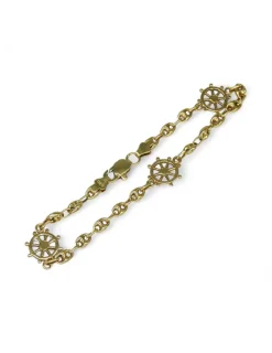 New Pulsera calabrote con tres timones oro 18k - 19cm Pulseras De Plata|Pulseras De Oro