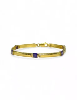 Hot Pulsera cinco piedras lila oro 18k - 18cm Pulseras De Plata|Pulseras De Oro
