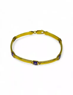 Hot Pulsera cinco piedras lila oro 18k - 18cm Pulseras De Plata|Pulseras De Oro
