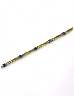 Hot Pulsera cinco piedras lila oro 18k - 18cm Pulseras De Plata|Pulseras De Oro