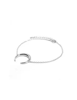 Fashion Pulsera con media luna plata de Ley - 16cm Pulseras De Oro Grabado|Pulseras De Oro
