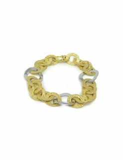 Fashion Pulsera círculos entrelazados oro bicolor 18k - 21cm Pulseras De Oro