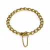 Fashion Pulsera eslabón barbada con cadena de seguridad oro 18k - 20x0.7cm Pulseras De Plata|Pulseras De Oro