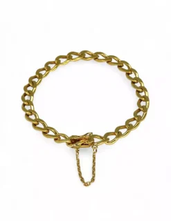 Fashion Pulsera eslabón barbada con cadena de seguridad oro 18k - 20x0.7cm Pulseras De Plata|Pulseras De Oro