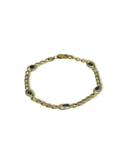 Clearance Pulsera eslabón bilbao circonitas azules oro 18k - 21cm Pulseras De Plata|Pulseras De Oro