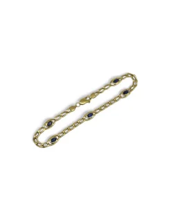 Clearance Pulsera eslabón bilbao circonitas azules oro 18k - 21cm Pulseras De Plata|Pulseras De Oro