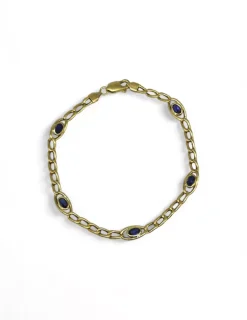 Clearance Pulsera eslabón bilbao circonitas azules oro 18k - 21cm Pulseras De Plata|Pulseras De Oro