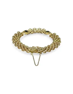 New Pulsera eslabón bismark con circonitas c. seguridad oro 18k - 19.50cm Pulseras De Plata|Pulseras De Oro