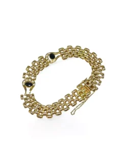 New Pulsera eslabón bismark con circonitas c. seguridad oro 18k - 19.50cm Pulseras De Plata|Pulseras De Oro