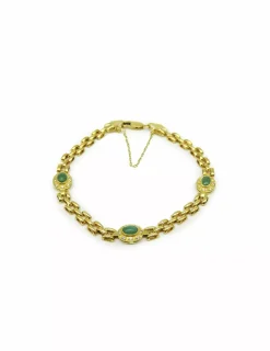Flash Sale Pulsera eslabón Bismark piedras verdes y circonitas oro 18k - 20cm Pulseras De Plata|Pulseras De Oro
