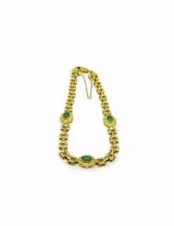 Flash Sale Pulsera eslabón Bismark piedras verdes y circonitas oro 18k - 20cm Pulseras De Plata|Pulseras De Oro