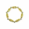 Online Pulsera eslabón doble cruzado y bolitas oro bicolor 18k - 21cm Pulseras De Plata|Pulseras De Oro