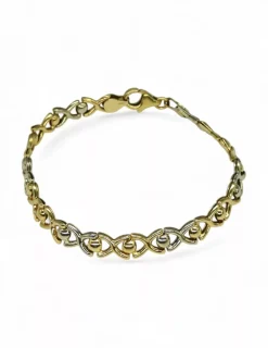 New Pulsera eslabón en ocho con media bola oro 18k - 20cm Pulseras De Plata|Pulseras De Oro