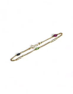 Sale Pulsera eslabón love con circonitas de colores oro 18k - 15,5 cm Pulseras De Plata|Pulseras De Oro