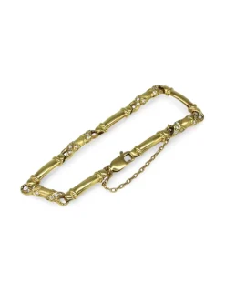 New Pulsera eslabones alargados con circonitas oro 18k -19cm Pulseras De Plata|Pulseras De Oro