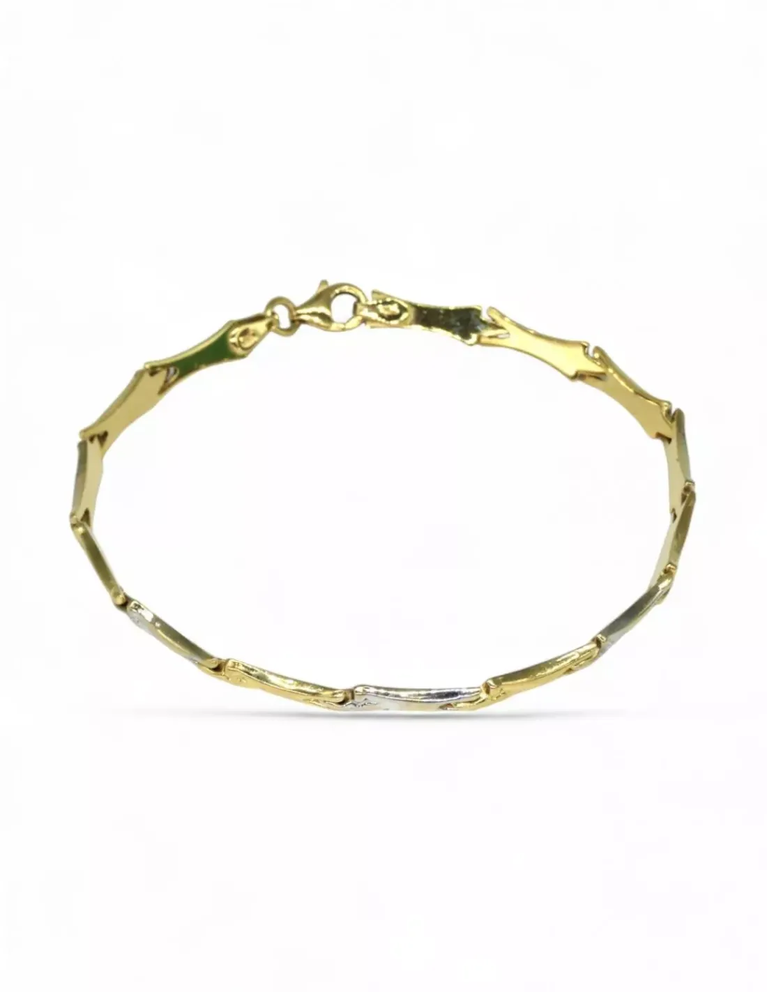 Shop Pulsera eslabones bicolor oro 18k - 19cm Pulseras De Plata|Pulseras De Oro