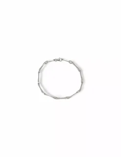 Clearance Pulsera eslabones redondos y circonita oro blanco 18k - 19,5cm Pulseras De Plata|Pulseras De Oro
