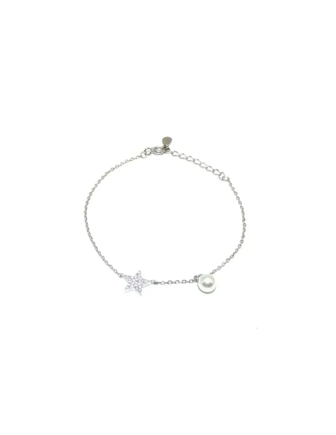 Online Pulsera estrella circonitas y perla plata de Ley - regulable Pulseras De Oro Grabado|Pulseras De Oro