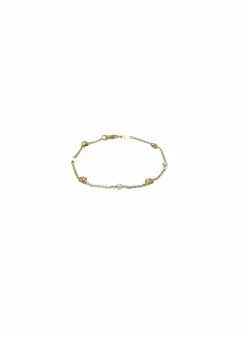 Sale Pulsera forzada con perlas y lunas oro 18k - 19cm Pulseras De Plata|Pulseras De Oro