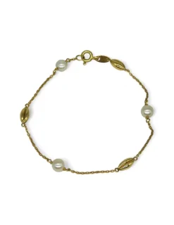 Sale Pulsera granos café y perlas oro 18k - 18cm Pulseras De Plata|Pulseras De Oro