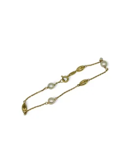 Sale Pulsera granos café y perlas oro 18k - 18cm Pulseras De Plata|Pulseras De Oro