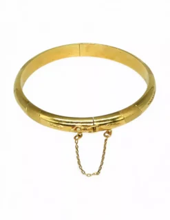 Clearance Pulsera media caña labrada oro 18 k - 18cm Cañas|Pulseras De Plata