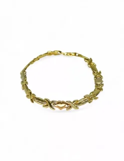 Hot Pulsera motivos tres corazones oro 18k - 19cm Pulseras De Plata|Pulseras De Oro