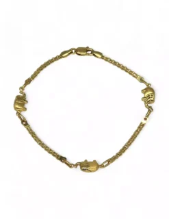 Best Pulsera motivos tres elefantes oro 18k - 18.5cm Pulseras De Plata|Pulseras De Oro