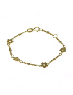 Sale Pulsera niña cuatro florecitas oro 18k - 13cm Pulseras De Plata|Pulseras De Oro