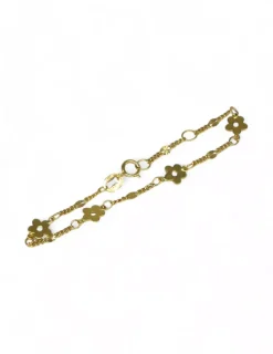 Sale Pulsera niña cuatro florecitas oro 18k - 13cm Pulseras De Plata|Pulseras De Oro