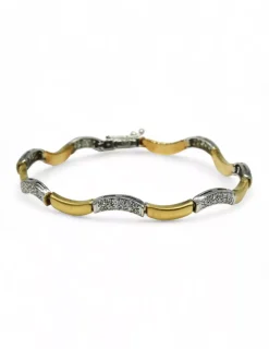 Store Pulsera ondas con circonitas oro bicolor 18k - 20 cm Pulseras De Plata|Pulseras De Oro