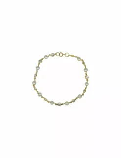 Best Sale Pulsera perlas y circonitas oro 18k - 18.6cm Pulseras De Plata|Pulseras De Oro