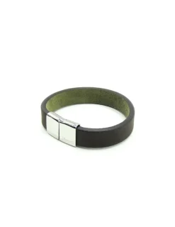 Fashion Pulsera piel marrón cierre acero - 21cm Pulseras De Oro