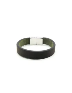 Fashion Pulsera piel marrón cierre acero - 21cm Pulseras De Oro