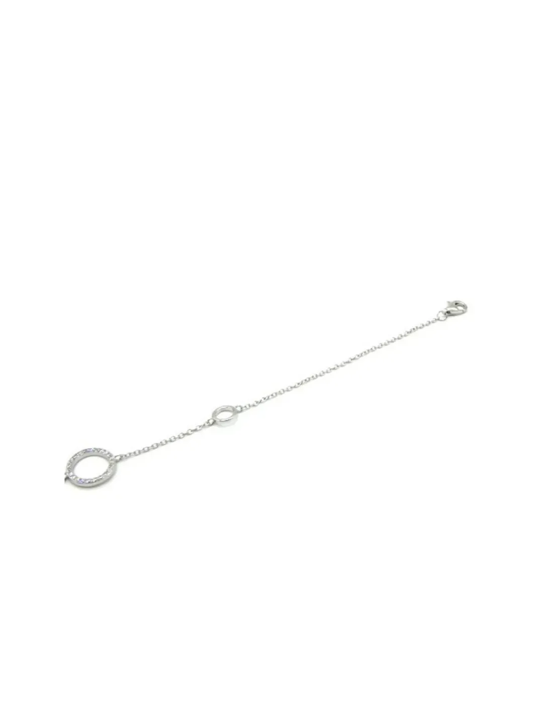 Clearance Pulsera plata doble círculo pulido y circonitas Pulseras De Oro