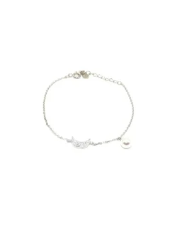 Shop Pulsera plata luna circonitas y perla Pulseras De Oro