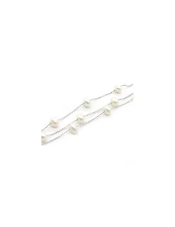 Online Pulsera plata triple cadena bolitas con perlas cultivadas blancas 17cm Pulseras De Oro Grabado|Pulseras De Oro