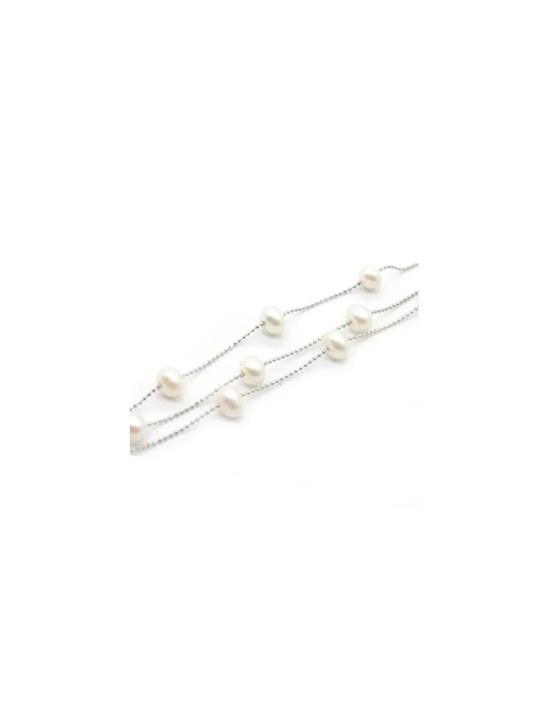 Online Pulsera plata triple cadena bolitas con perlas cultivadas blancas 17cm Pulseras De Oro Grabado|Pulseras De Oro