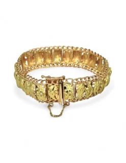 Discount Pulsera princesa hojas labradas c. seguridad oro 18k - 19cm Pulseras De Plata|Pulseras De Oro