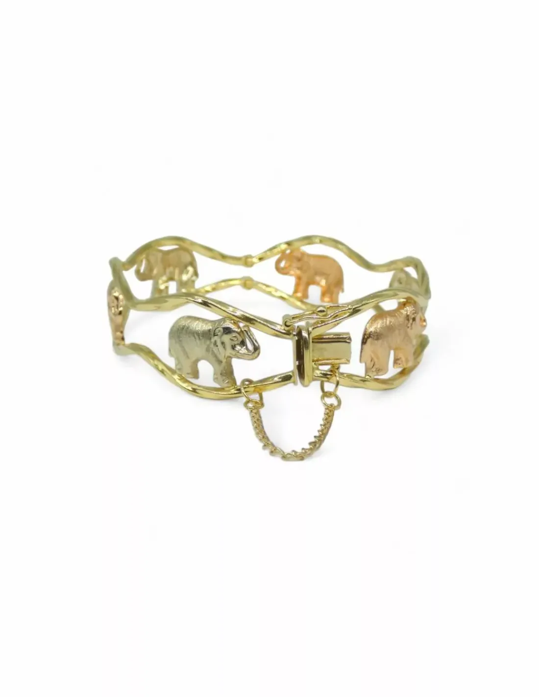 Online Pulsera rígida bicolor elefantes oro 18k - 6.5cm Cañas|Pulseras De Plata